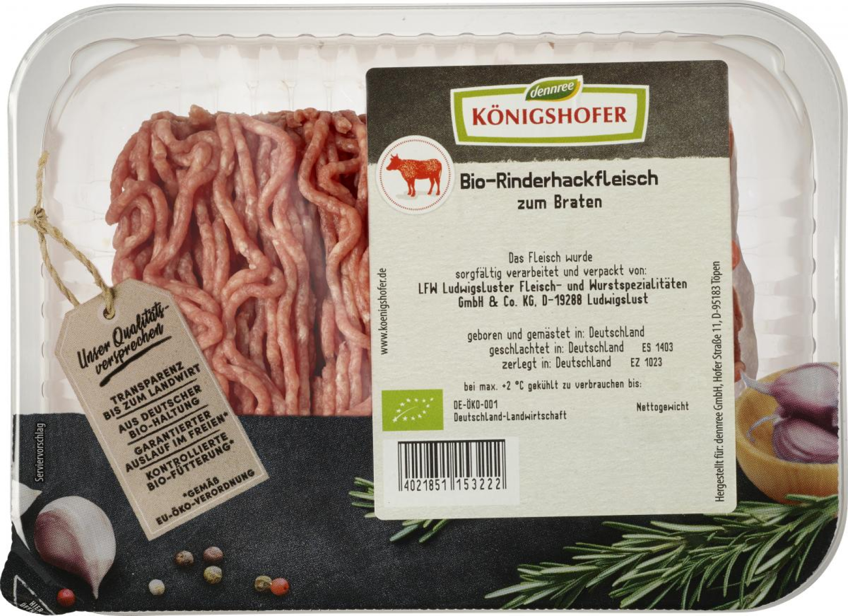 Königsh Rinderhackfleisch, 250 gr Schale Nord