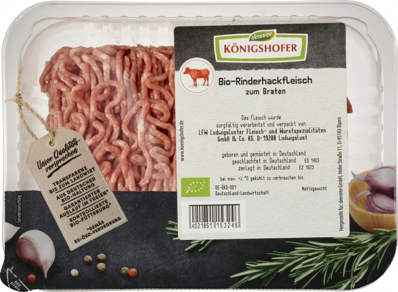 Königsh Rinderhackfleisch, 400 gr Schale Nord