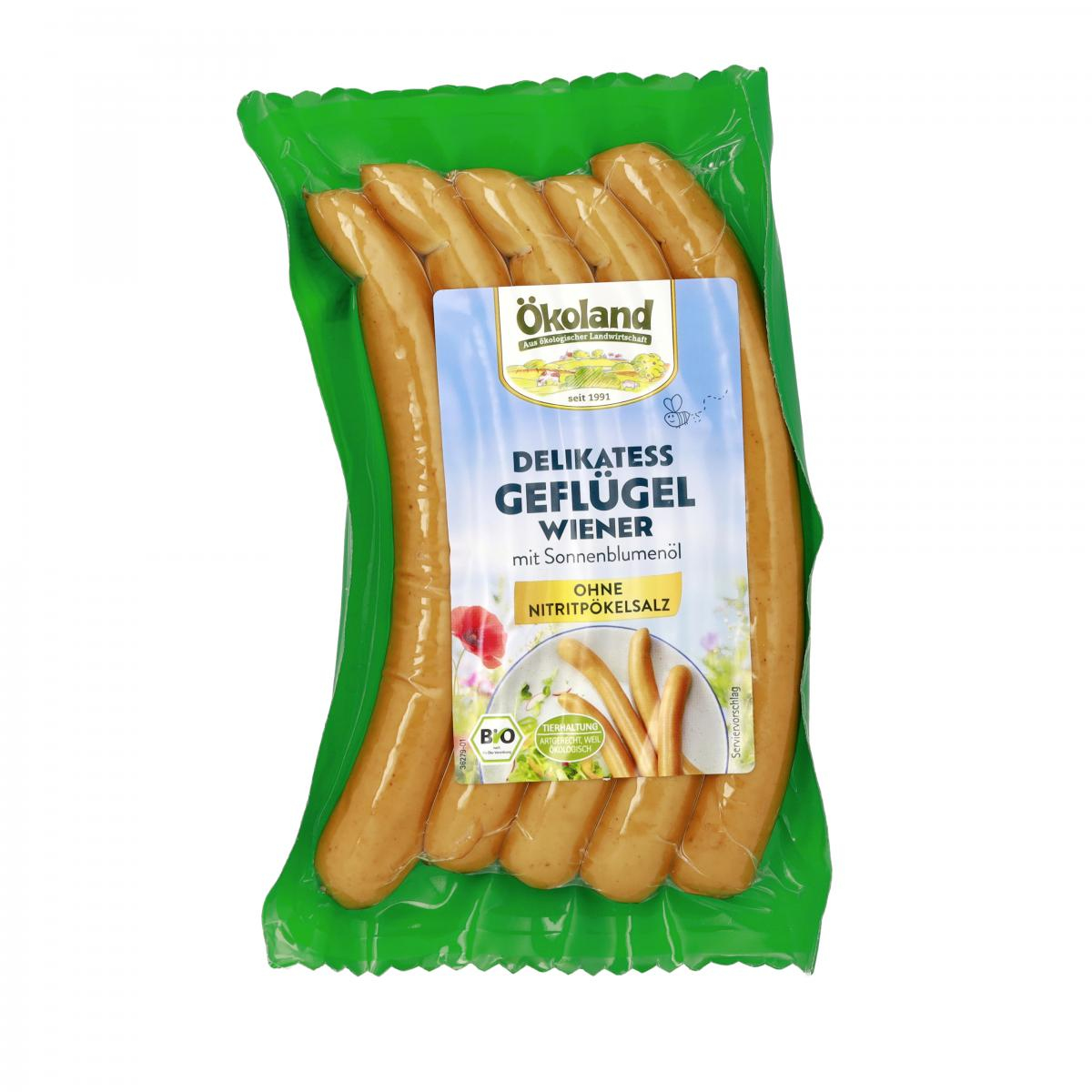 Ökoland Geflügel-Wiener, 200 gr Packung