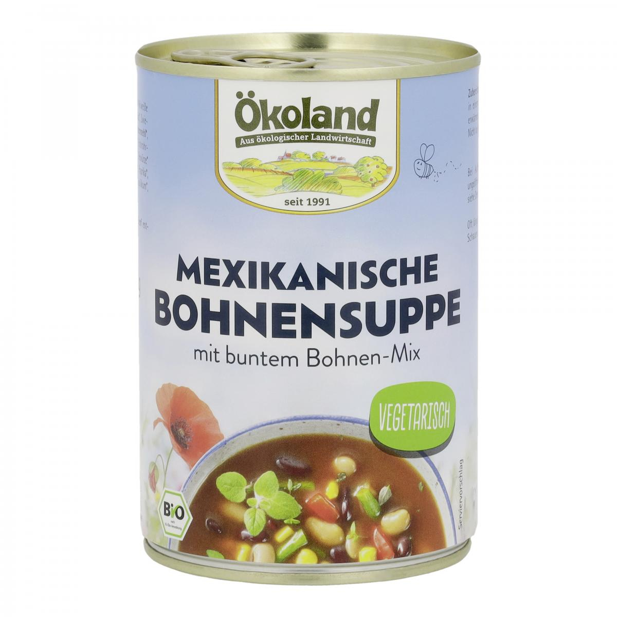 Ökoland Mexikanische Bohnensuppe, 400 gr Dose