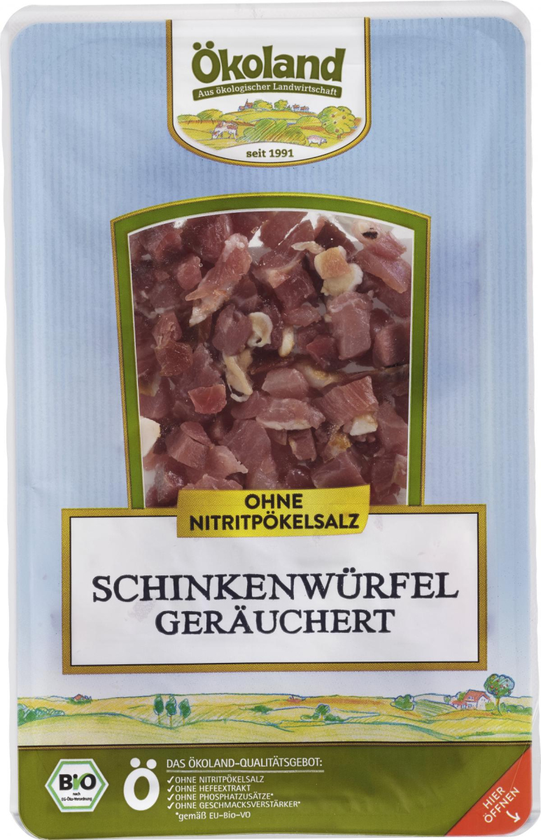 Ökoland Schinkenwürfel fein gesch, 80 gr Packung
