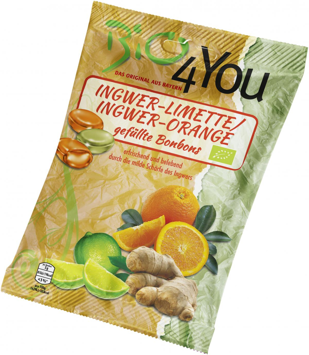 Bio4you Ingwer-Limette & Ingwer-Orange Bonbons, 75