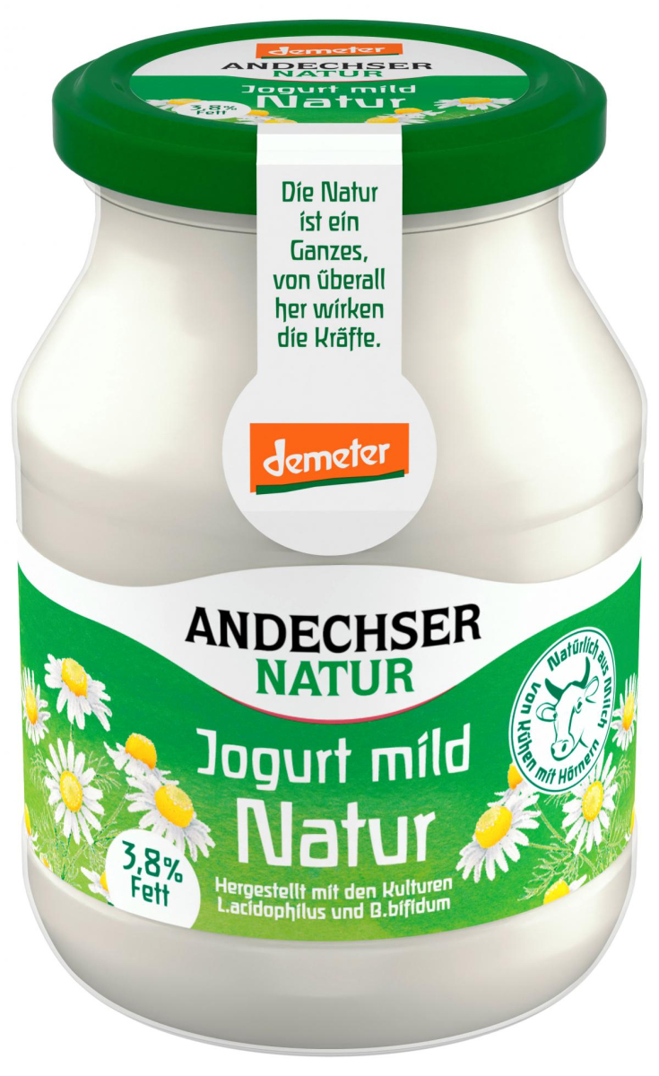 Andechser Natur Jogurt mild natur, 500 gr Glas