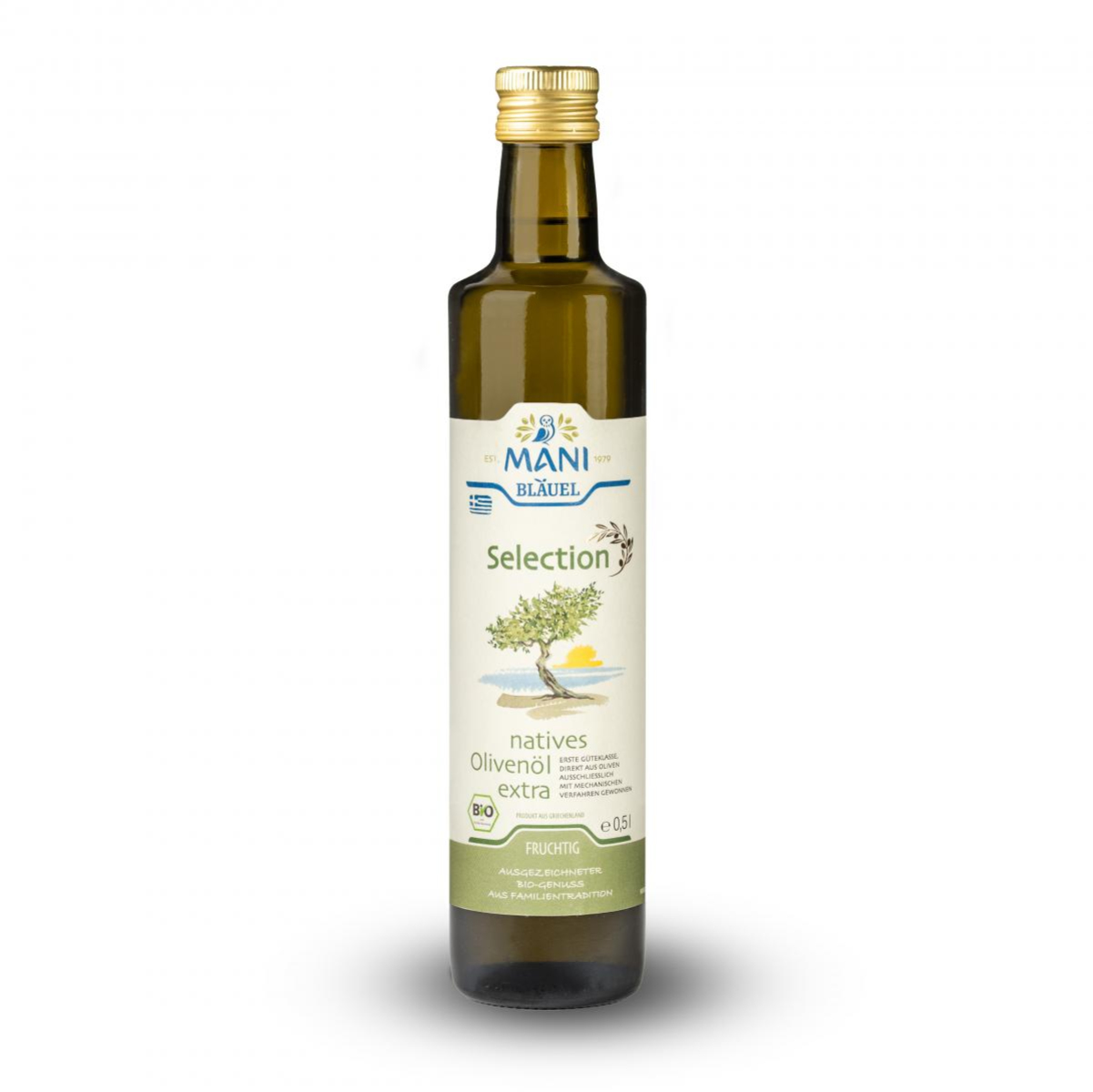 Olivenöl Mani, nativ extra, 500 ml, Bläuel