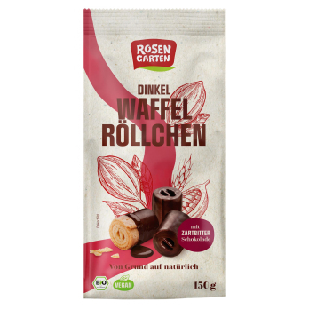 Rosengarten Dinkel-Waffelröllchen Zartbitter, 150