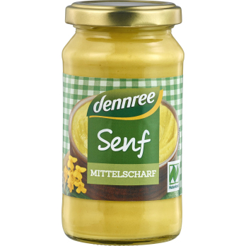 dennree Mittelscharfer Senf, 200 ml Glas