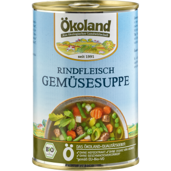Ökoland Rindfleisch Gemüsesuppe, 400 gr Dose