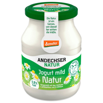 Andechser Natur Jogurt mild natur, 500 gr Glas
