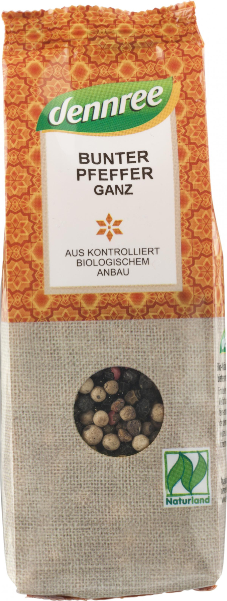 dennree Pfeffer bunt, ganz, 65 gr Packung