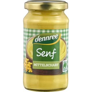 dennree Mittelscharfer Senf, 200 ml Glas