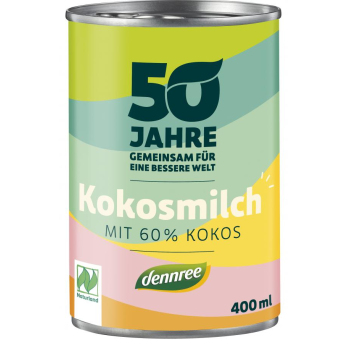 dennree Kokosmilch 60%, 400 ml Dose - ohne Zusatzs
