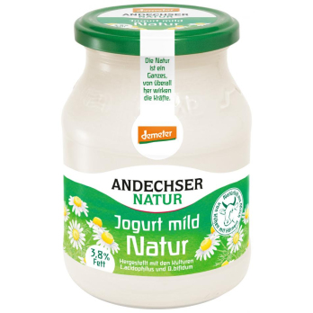 Andechser Natur Jogurt mild natur, 500 gr Glas